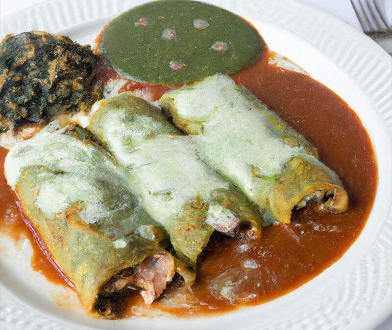 Enchiladas Verdes Rellenas de Chicharrón Duro de Cerdo